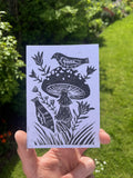 Handmade Linocut Mushroom Card — Hand Printed in Glasgow - Muzza Mushrooms